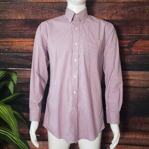 Ralph Lauren Mens 15.5 32/33 Non Iron Slim Fit Pink Green Plaid Button Up Shirt